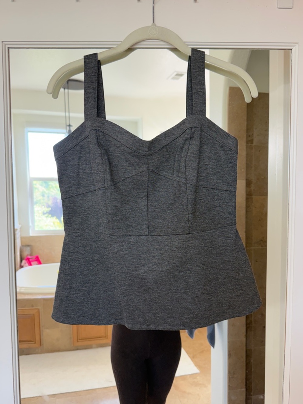 CAbi Gray Sleeveless Peplum Top